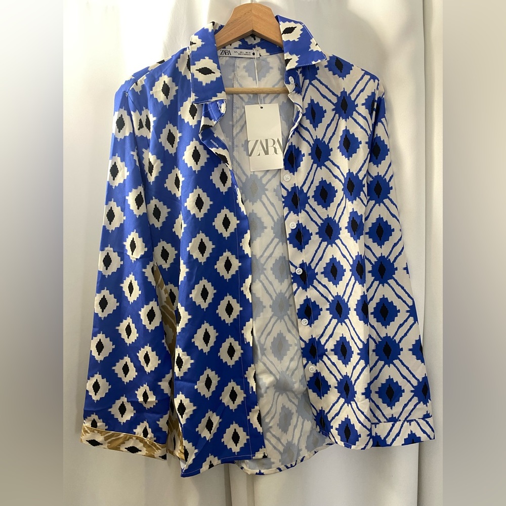 Zara printed button up shirt  NWT